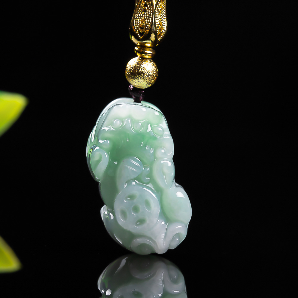Necklace Pendant - Натуральный бирманский изумрудный горох, зеленый нефрит