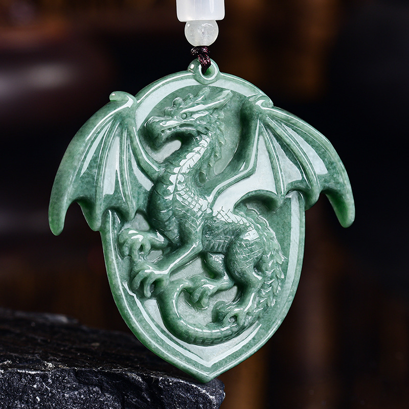Necklace Pendant - Натуральный бирманский нефритовый кулон-дракон, ожерелье с