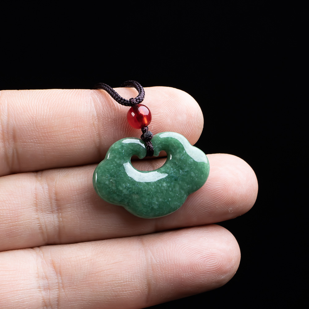 Necklace Pendant - Натуральный Мьянманский жадеит, кулон Ruyi, ожерелье,